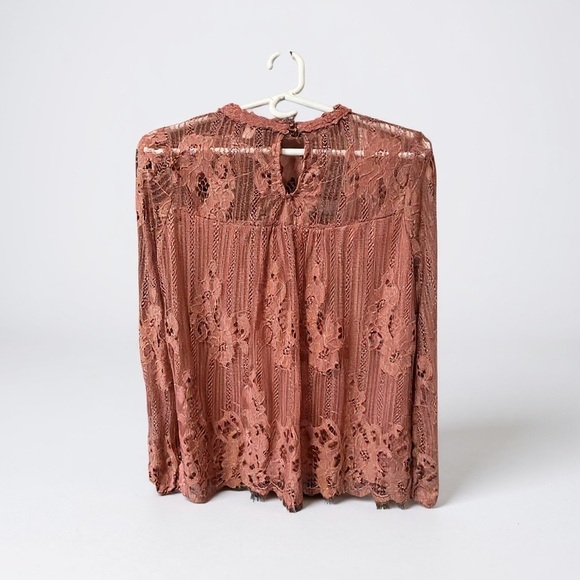 NWot Lace Long Sleeve Top in Rust - Picture 3 of 3